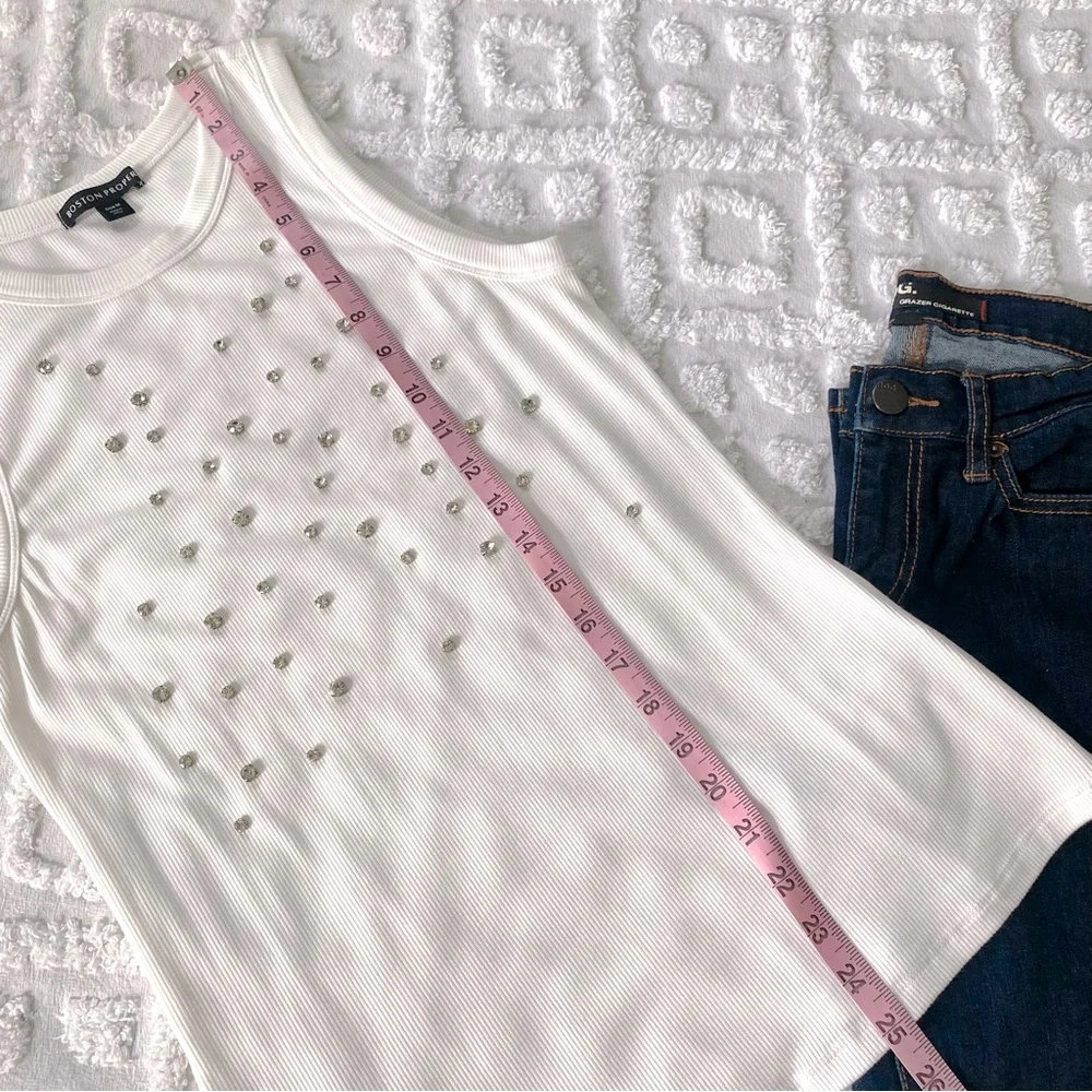 Boston Proper Rhinestone Embellished Rib Tank - Picture 9 of 10